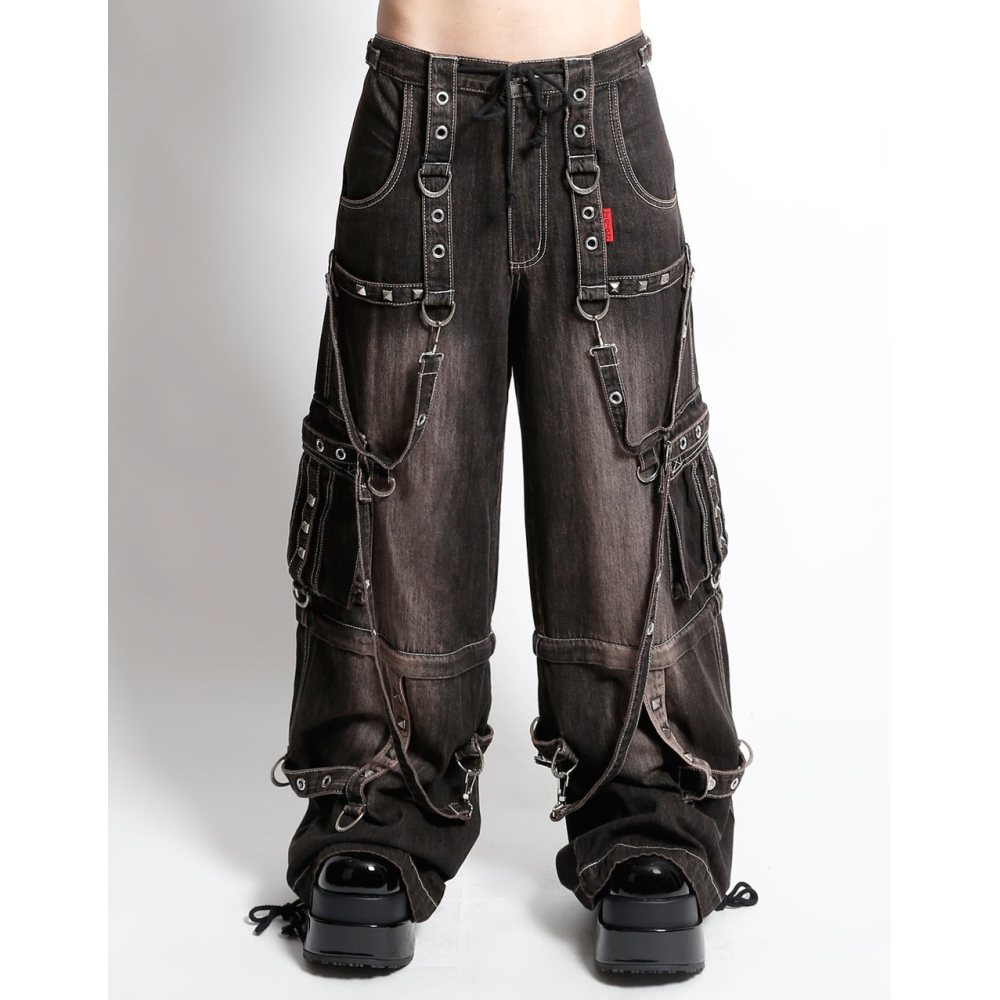 Tripp NYC - Denim Strap Dirty Wash Wijde broek - Zwart